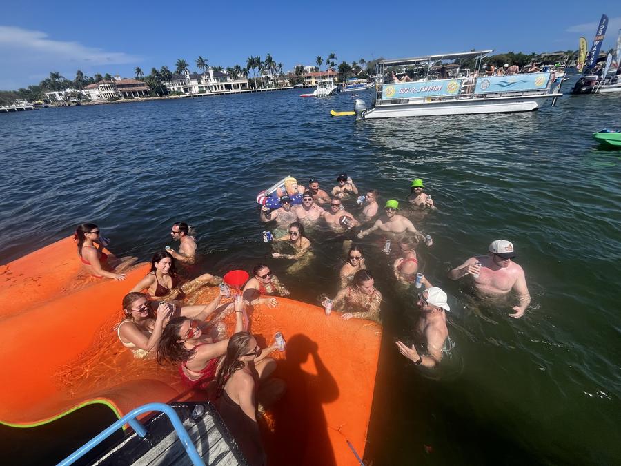 Fort Lauderdale pontoon charter boat party group photo 12