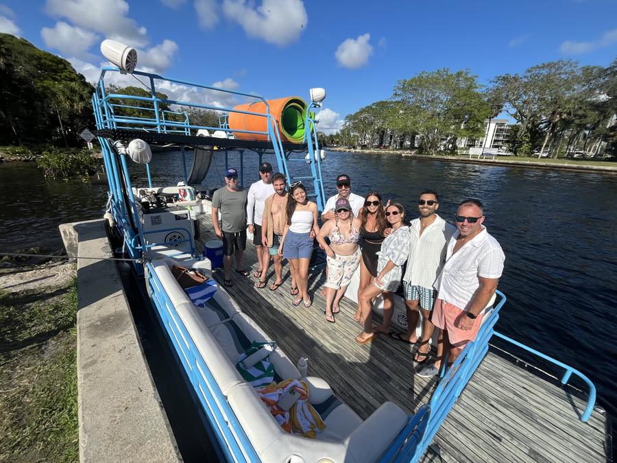 Fort Lauderdale pontoon charter boat party group photo 20
